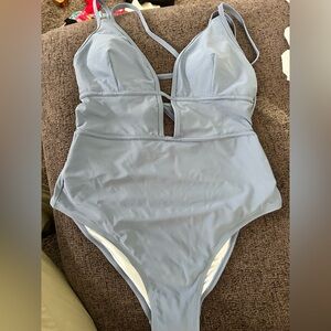 Cupshe Blue One-Piece Swimsuit with Plunging V-Neckline